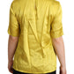 Yellow Silk Short Sleeve Blouse T-shirt