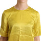 Yellow Silk Short Sleeve Blouse T-shirt