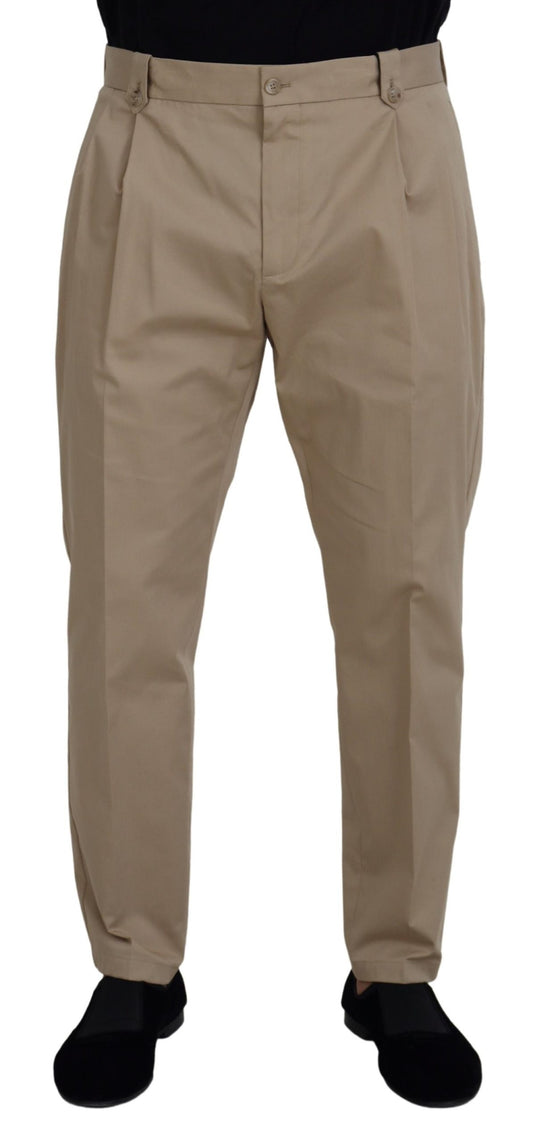 Elegant Brown Cotton Blend Trousers