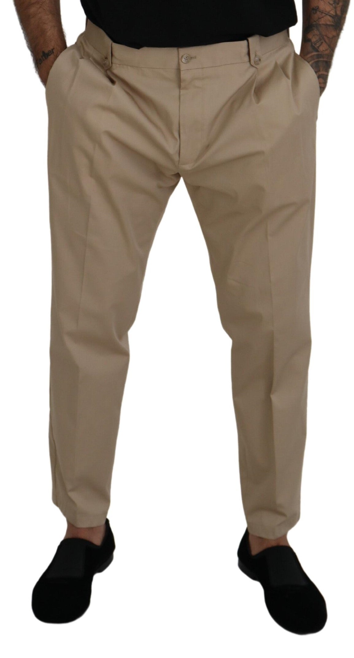 Elegant Brown Cotton Blend Trousers