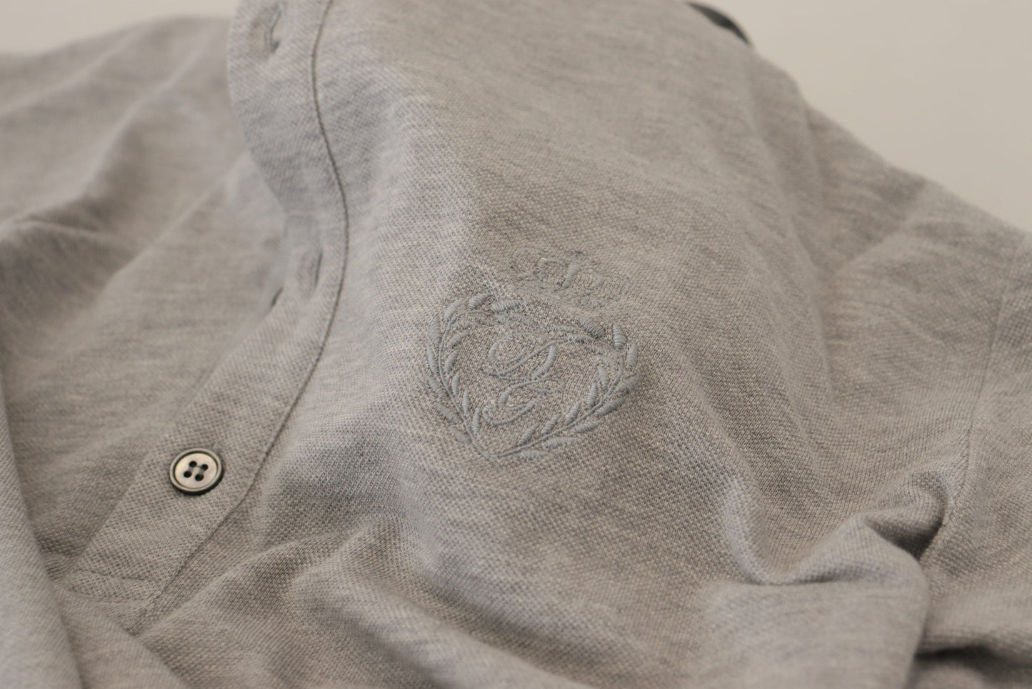 Elegant Grey Logo Embroidered Polo Tee