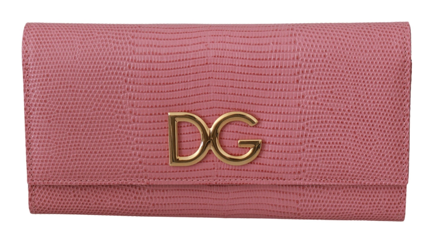 Elegant Pink Leather Continental Wallet