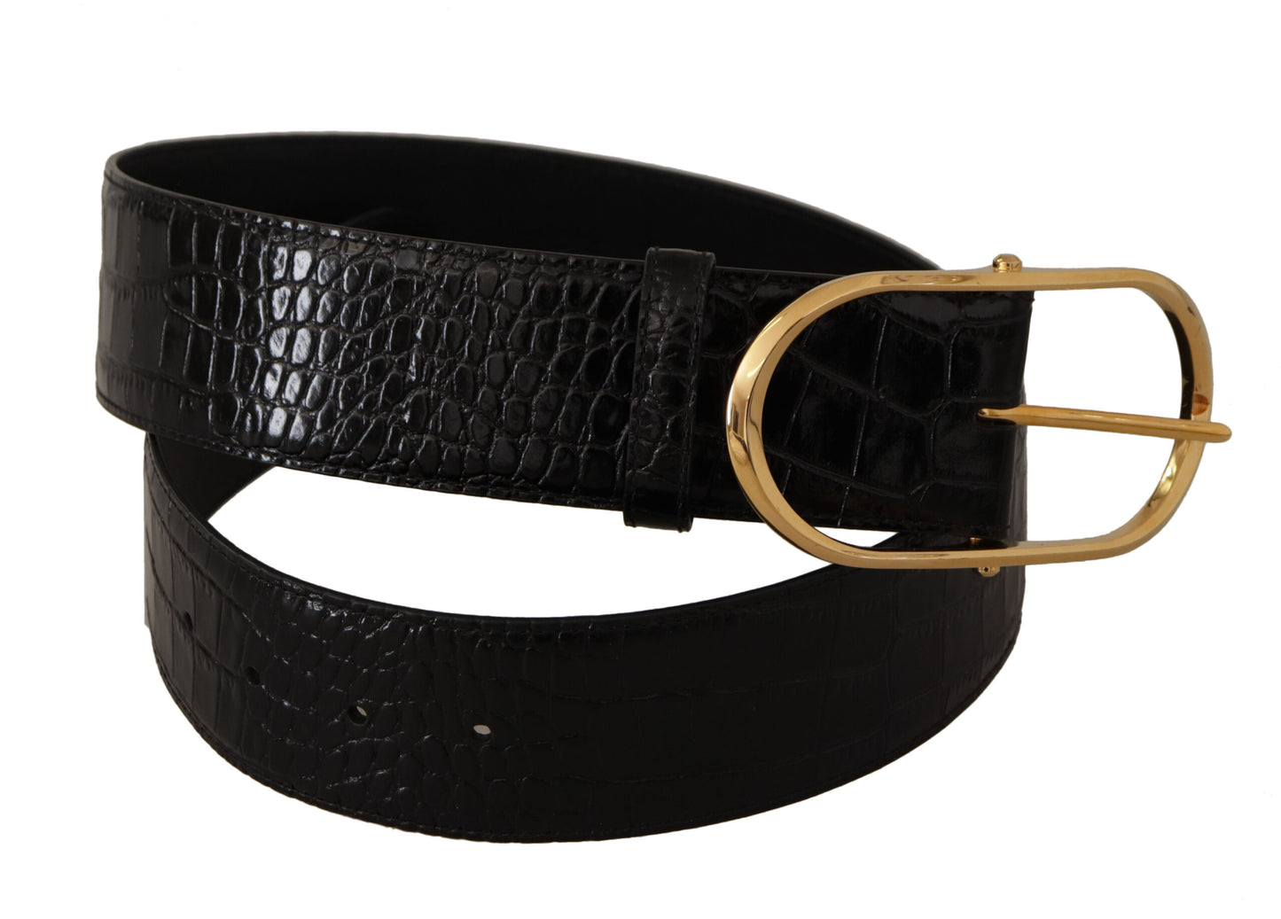 Chic Black Leather Logo Belt