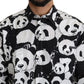 Panda Print Pure Cotton Shirt - Black White