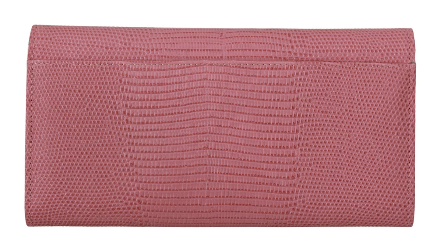 Elegant Pink Leather Continental Wallet