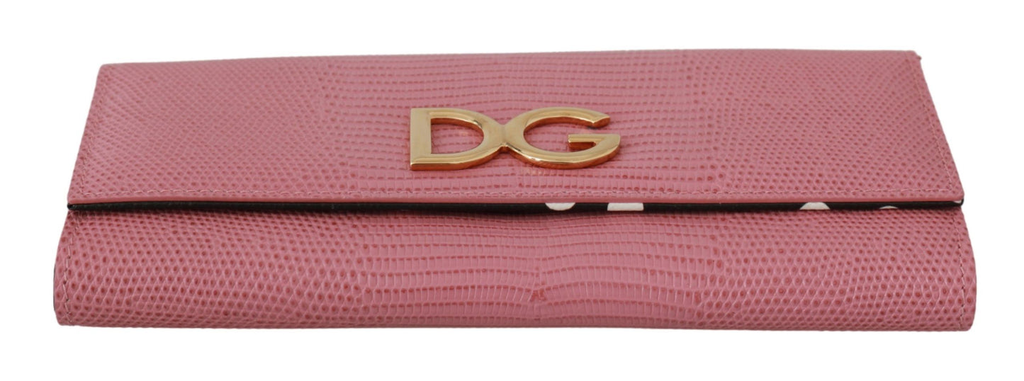 Elegant Pink Leather Continental Wallet