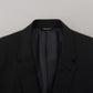Elegant Gray Martini Three-Piece Wool Silk Suit