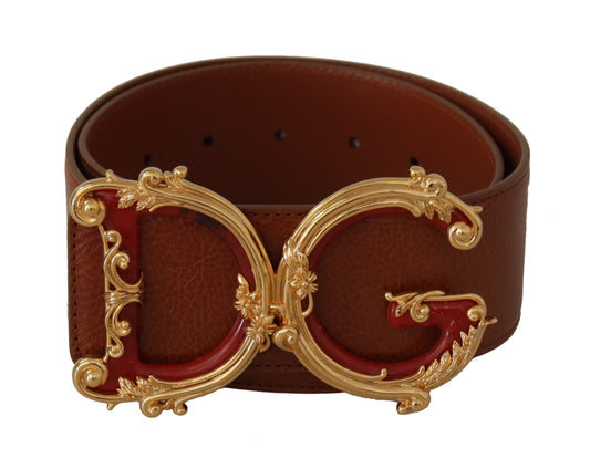 Engraved Logo Leather Belt in Classic Brown