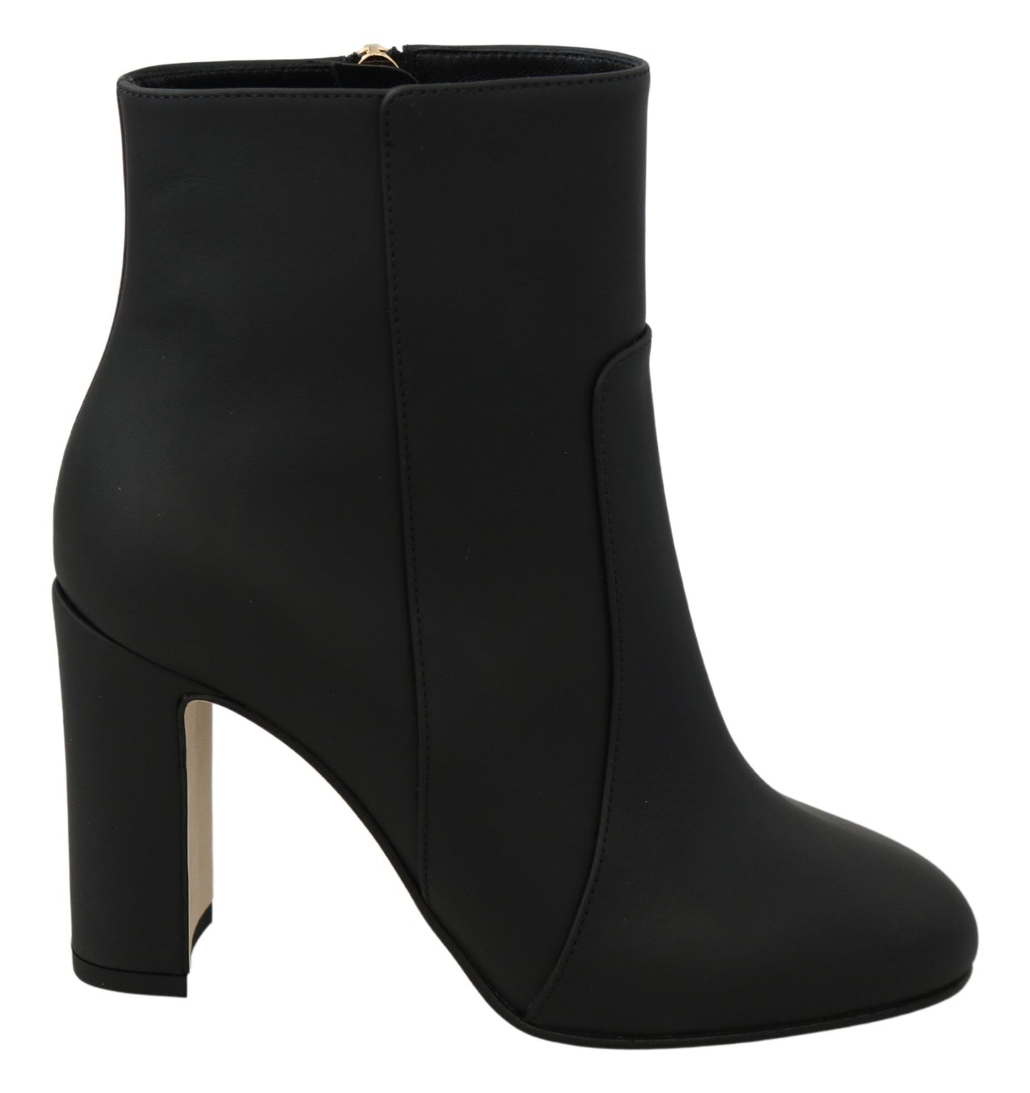 Elegant Black Leather High Heel Boots