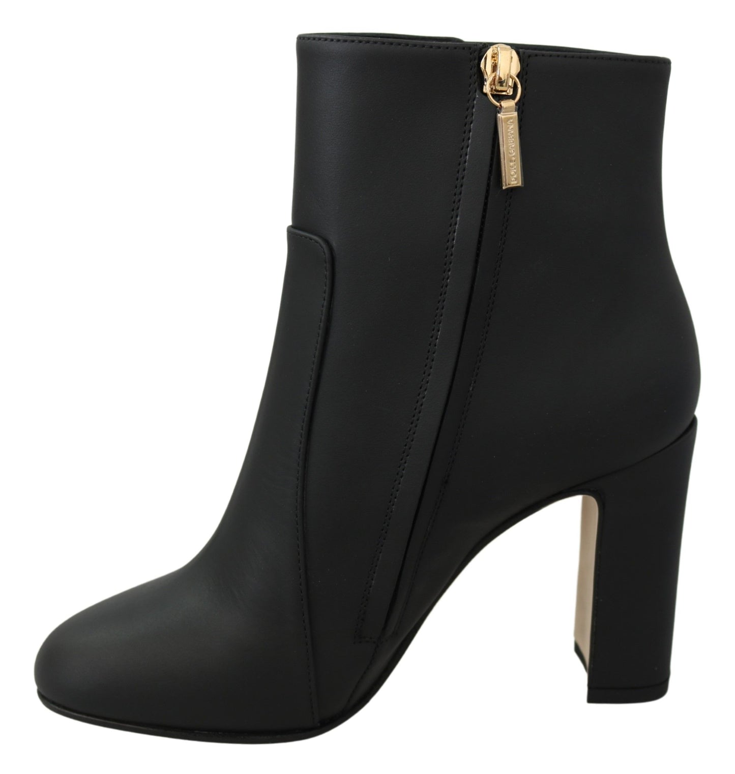 Elegant Black Leather High Heel Boots