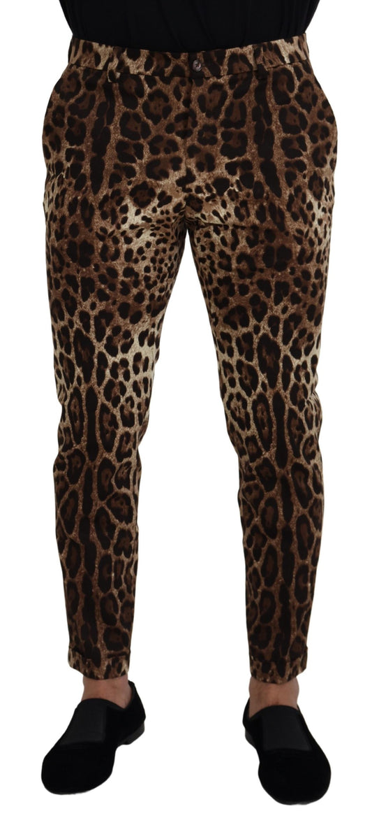 Chic Leopard Print Cotton Pants