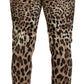 Chic Leopard Print Cotton Pants