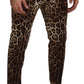 Chic Leopard Print Cotton Pants