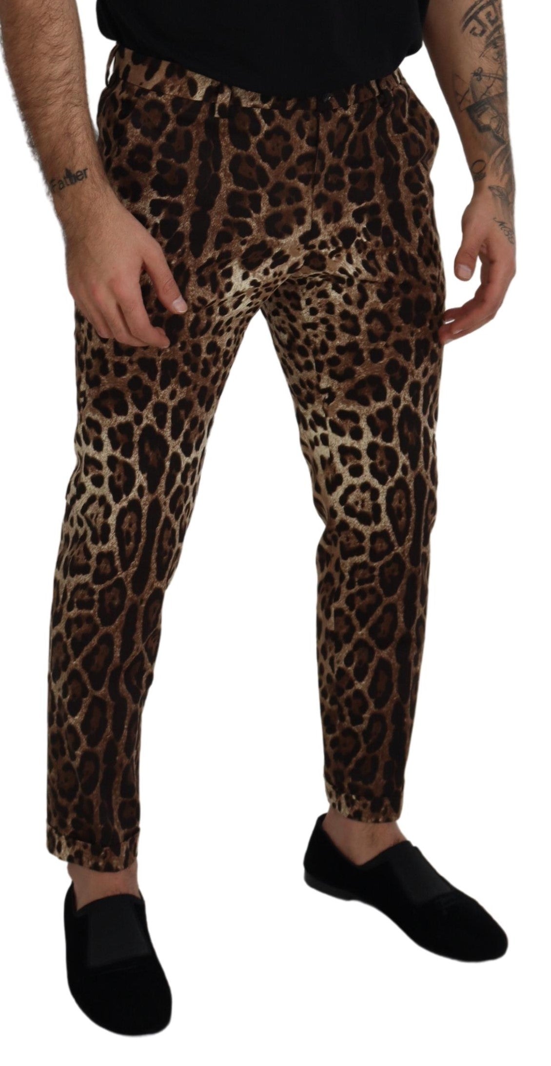 Chic Leopard Print Cotton Pants