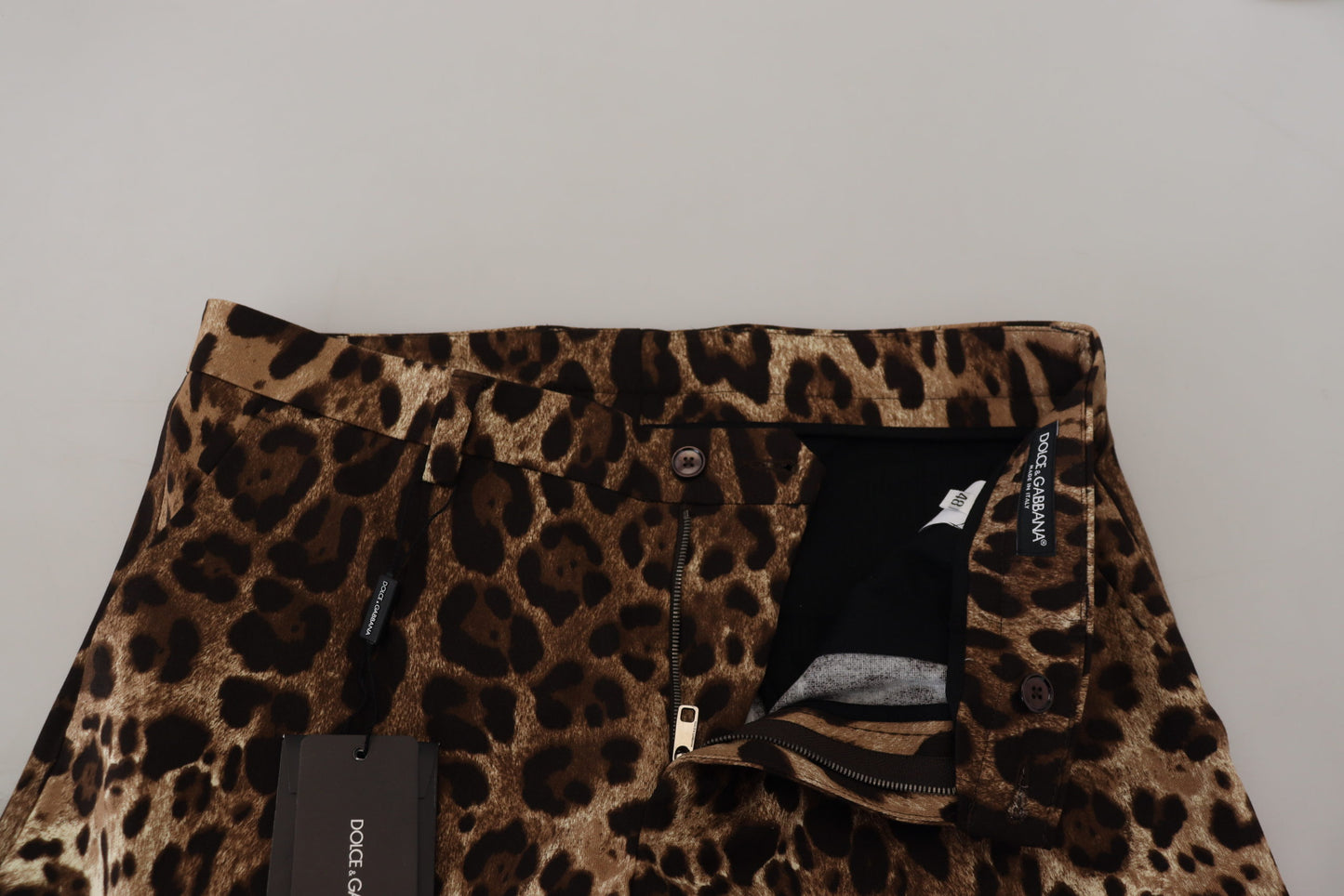 Chic Leopard Print Cotton Pants