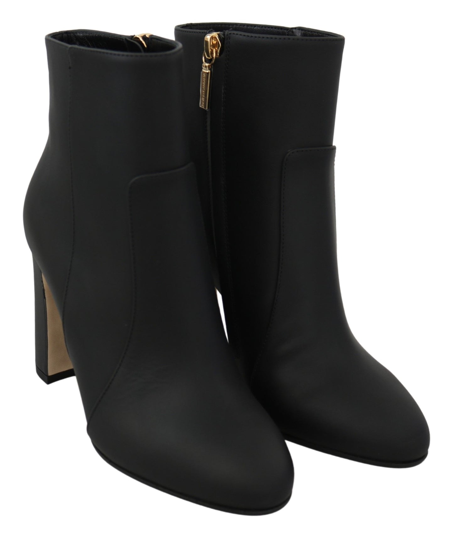 Elegant Black Leather High Heel Boots