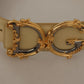 Beige Leather Engraved Buckle Belt