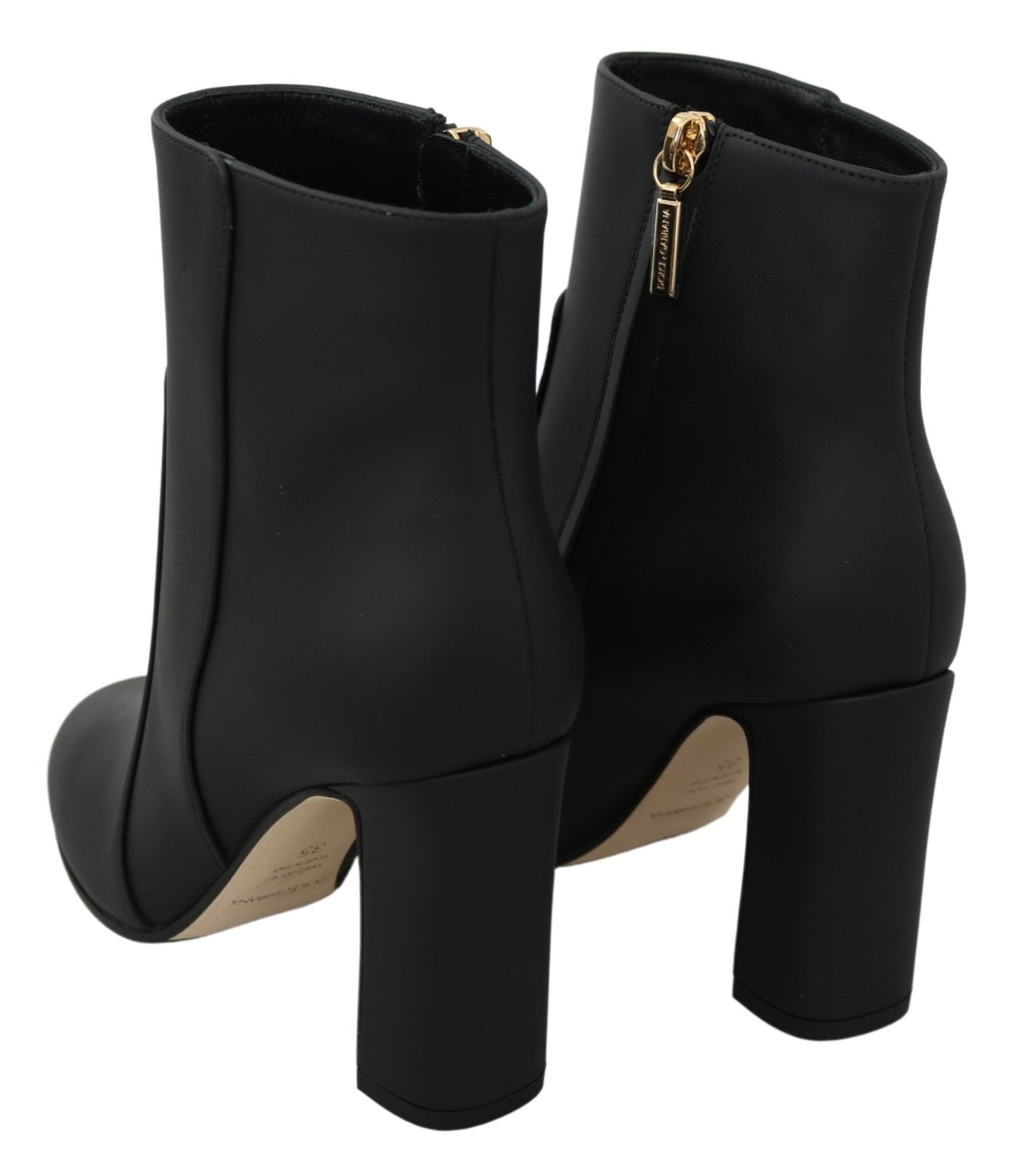 Elegant Black Leather High Heel Boots