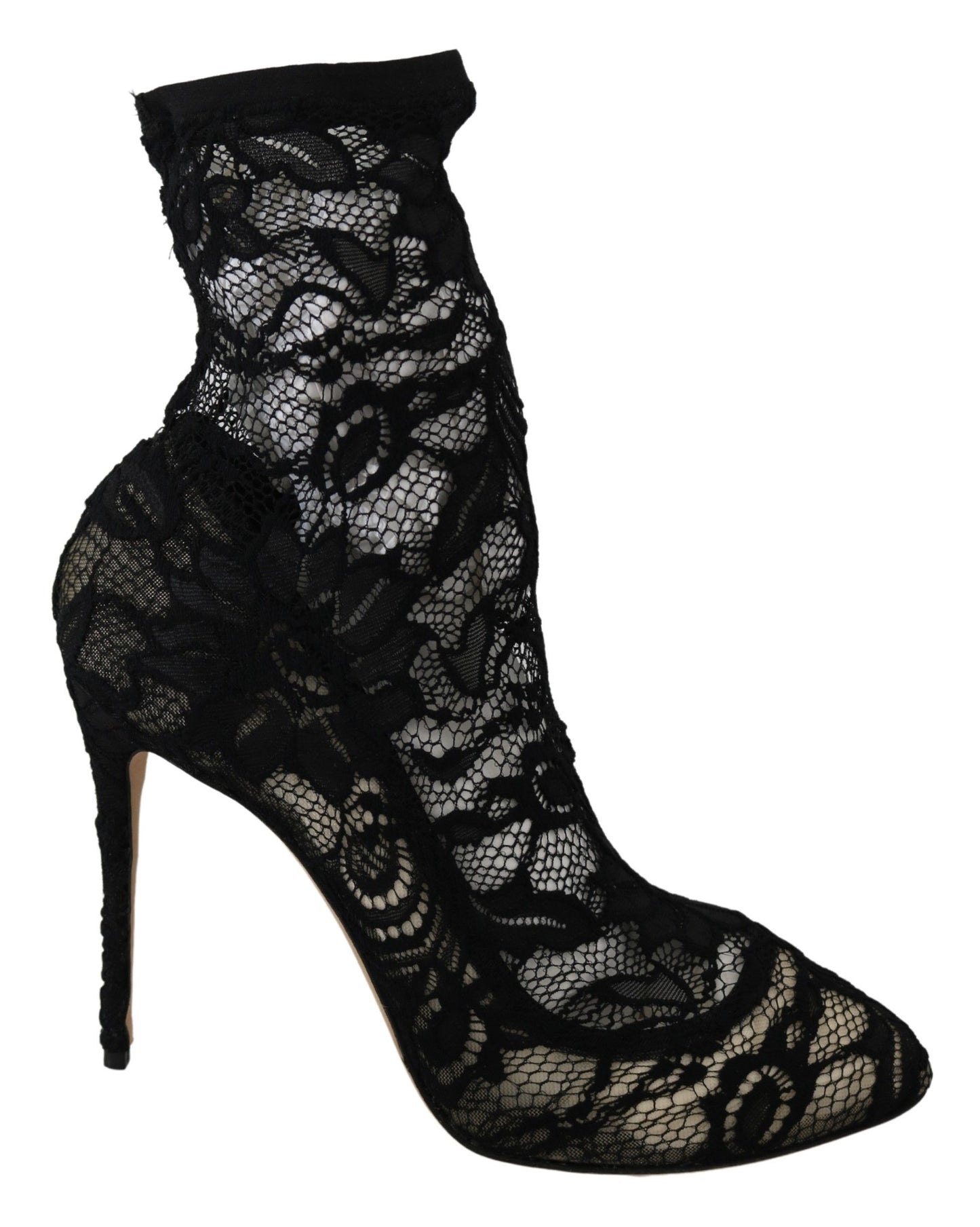 Elegant Black Lace Stiletto Ankle Boots