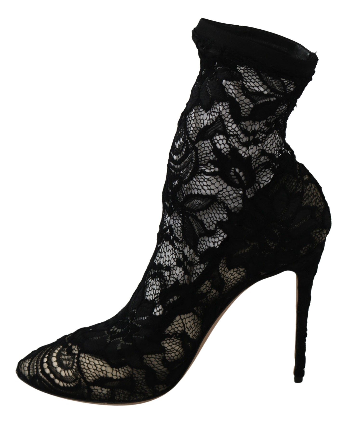 Elegant Black Lace Stiletto Ankle Boots