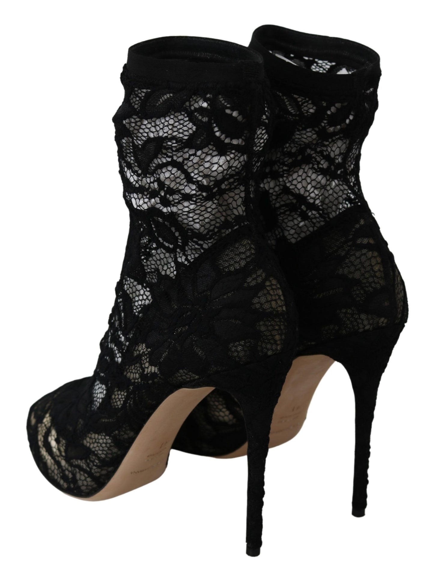 Elegant Black Lace Stiletto Ankle Boots