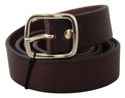 Elegant Black Leather Waist Belt with Gold Buckle