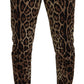 Elegant Leopard Print Cotton Pants
