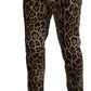 Elegant Leopard Print Cotton Pants