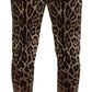 Elegant Leopard Print Cotton Pants