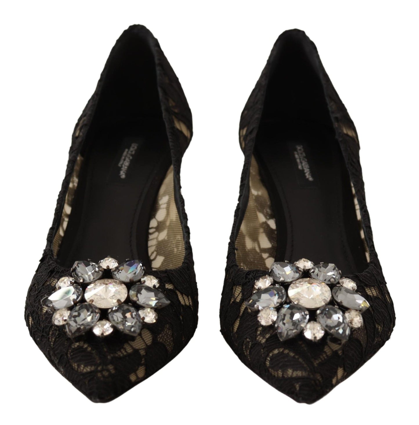 Black Lace Jewel Pumps - Elegance Personified