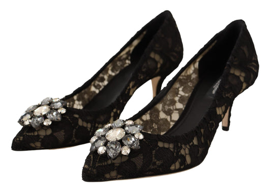 Black Lace Jewel Pumps - Elegance Personified