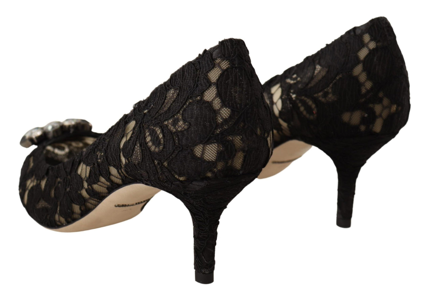 Black Lace Jewel Pumps - Elegance Personified