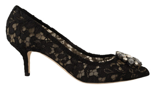 Black Lace Jewel Pumps - Elegance Personified