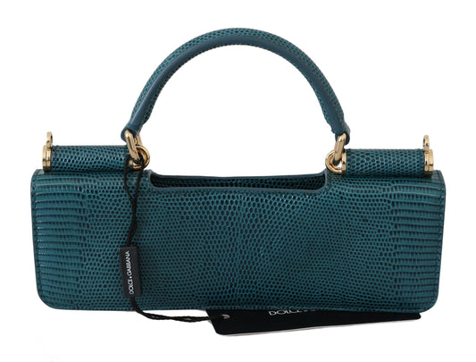 Elegant Blue Leather Top-Handle Flap Accessory