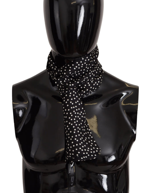 Elegant Black Polka Dot Silk Men's Scarf