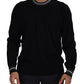 Elegant Black Virgin Wool Crewneck Sweater