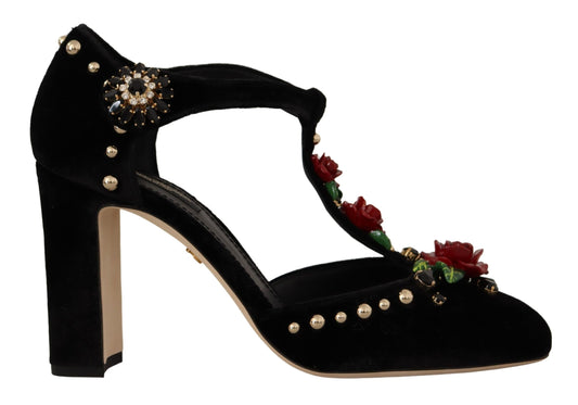 Elegant Embellished T-Strap Heels Sandals