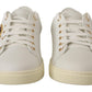 Chic White Sneakers with Gold Studs and Heart Detail