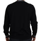 Elegant Black Virgin Wool Crewneck Sweater