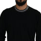 Elegant Black Virgin Wool Crewneck Sweater