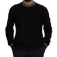 Elegant Black Virgin Wool Crewneck Sweater