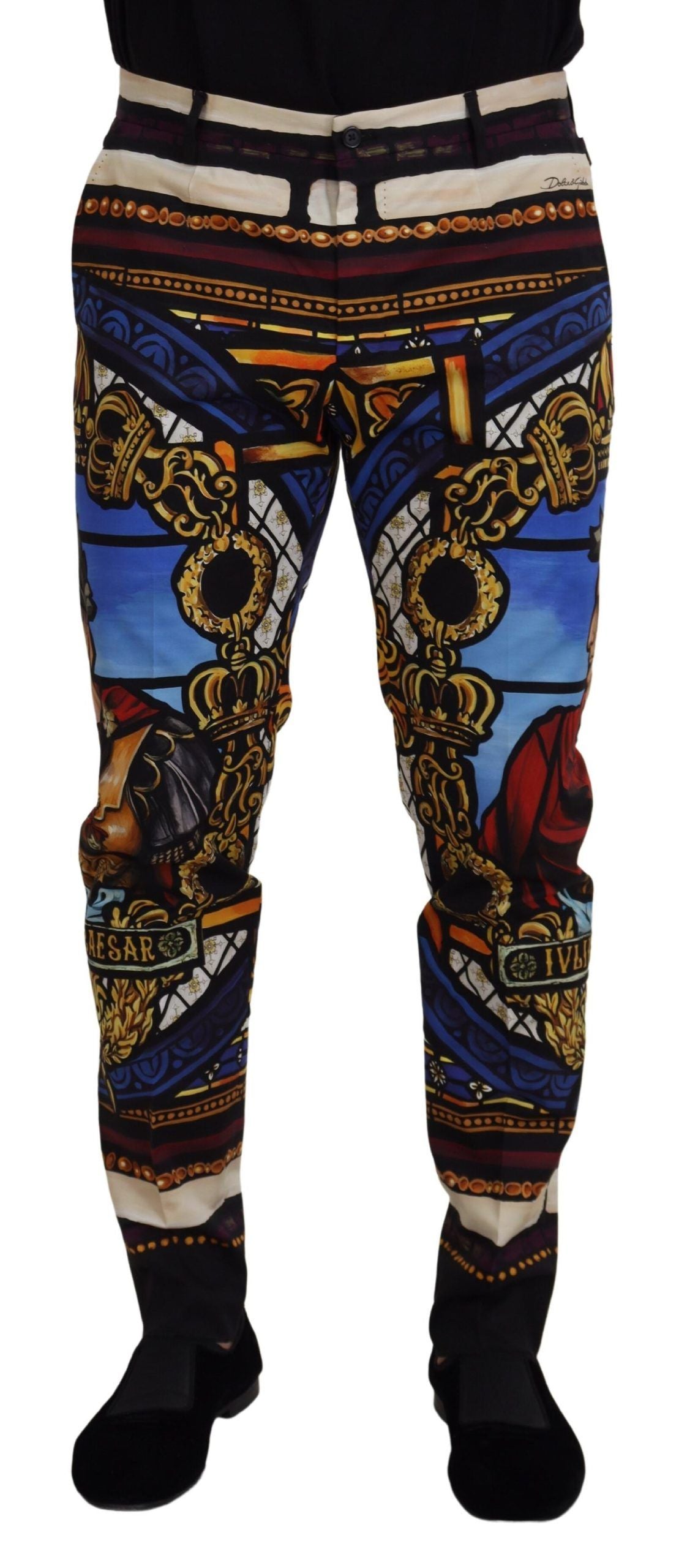 Slim Fit Caesar Print Chinos Trousers