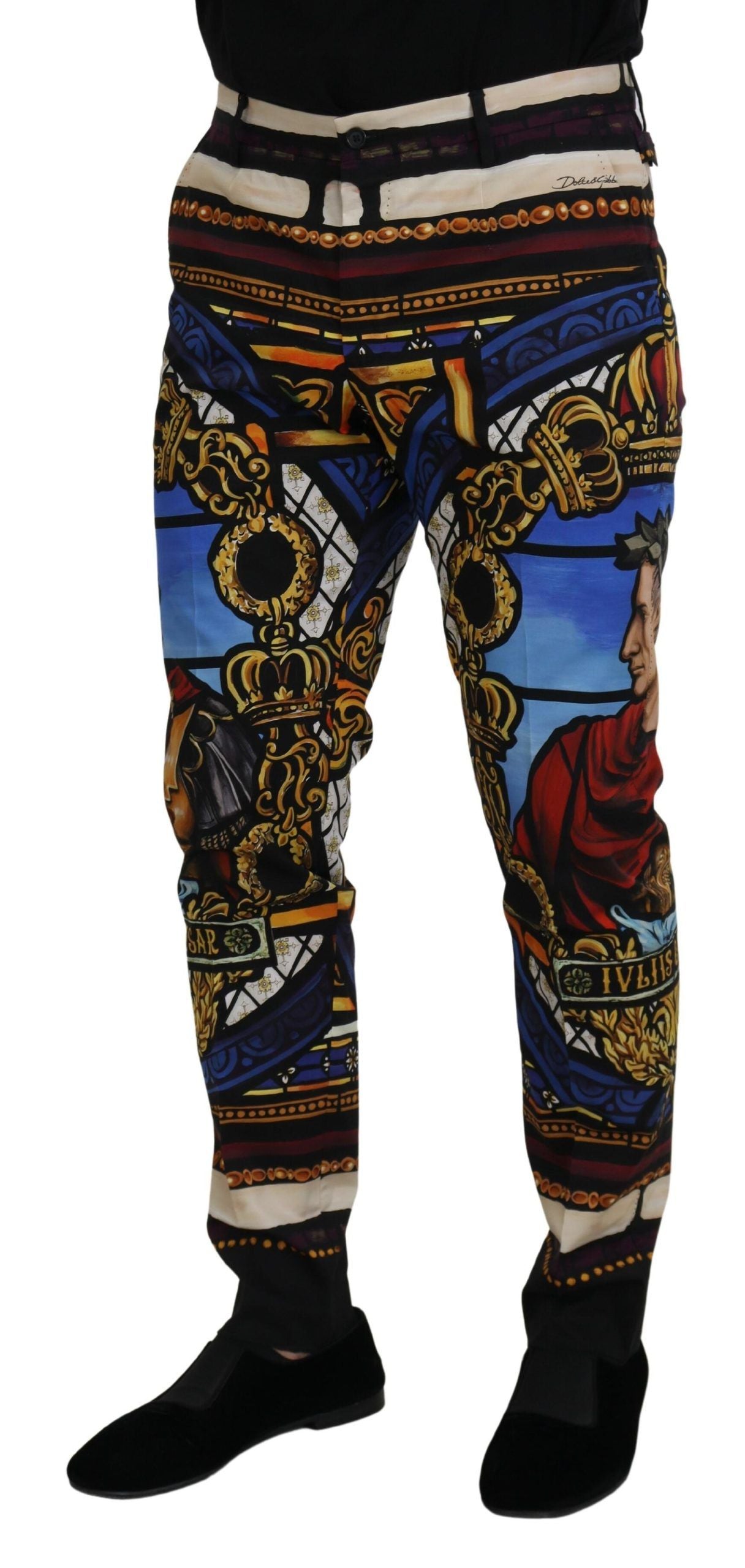 Slim Fit Caesar Print Chinos Trousers