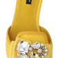 Yellow Bianca Embellished Leather Slides