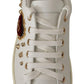 Chic White Sneakers with Gold Studs and Heart Detail