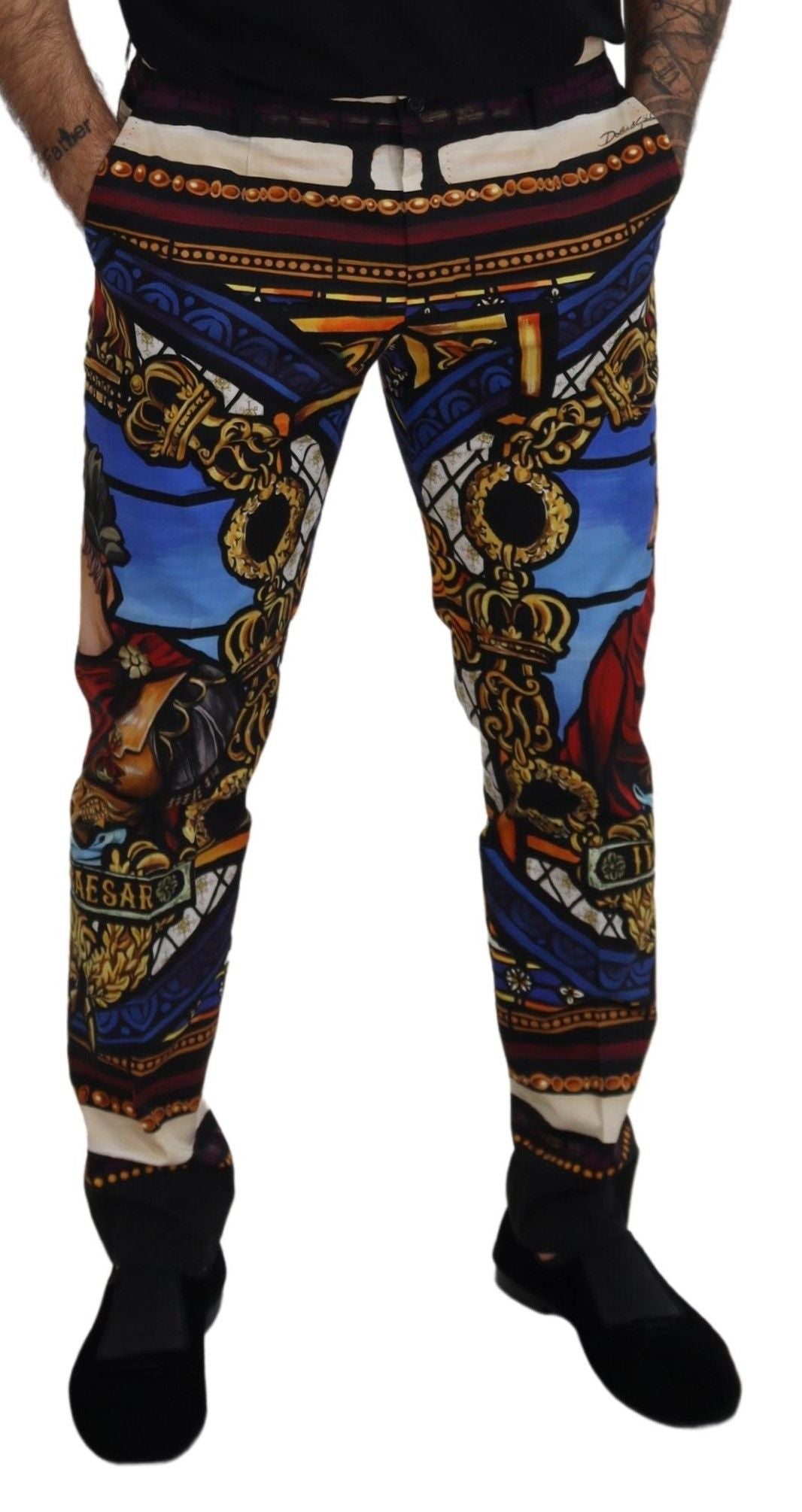 Slim Fit Caesar Print Chinos Trousers