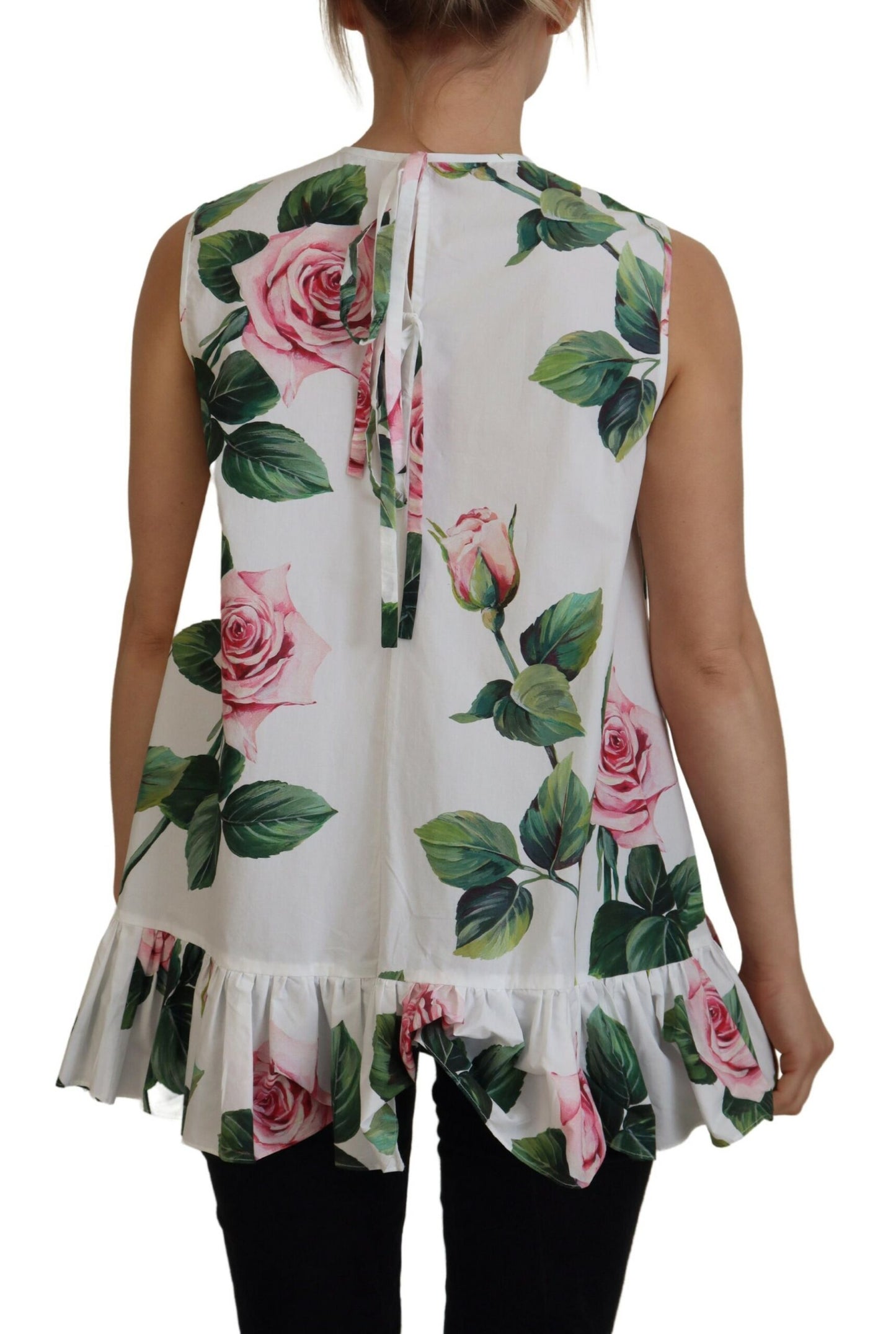 Elegant Floral Sleeveless Cotton Tank Top