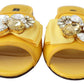 Yellow Bianca Embellished Leather Slides