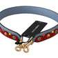 Elegant Blue Leather Shoulder Strap Accessory
