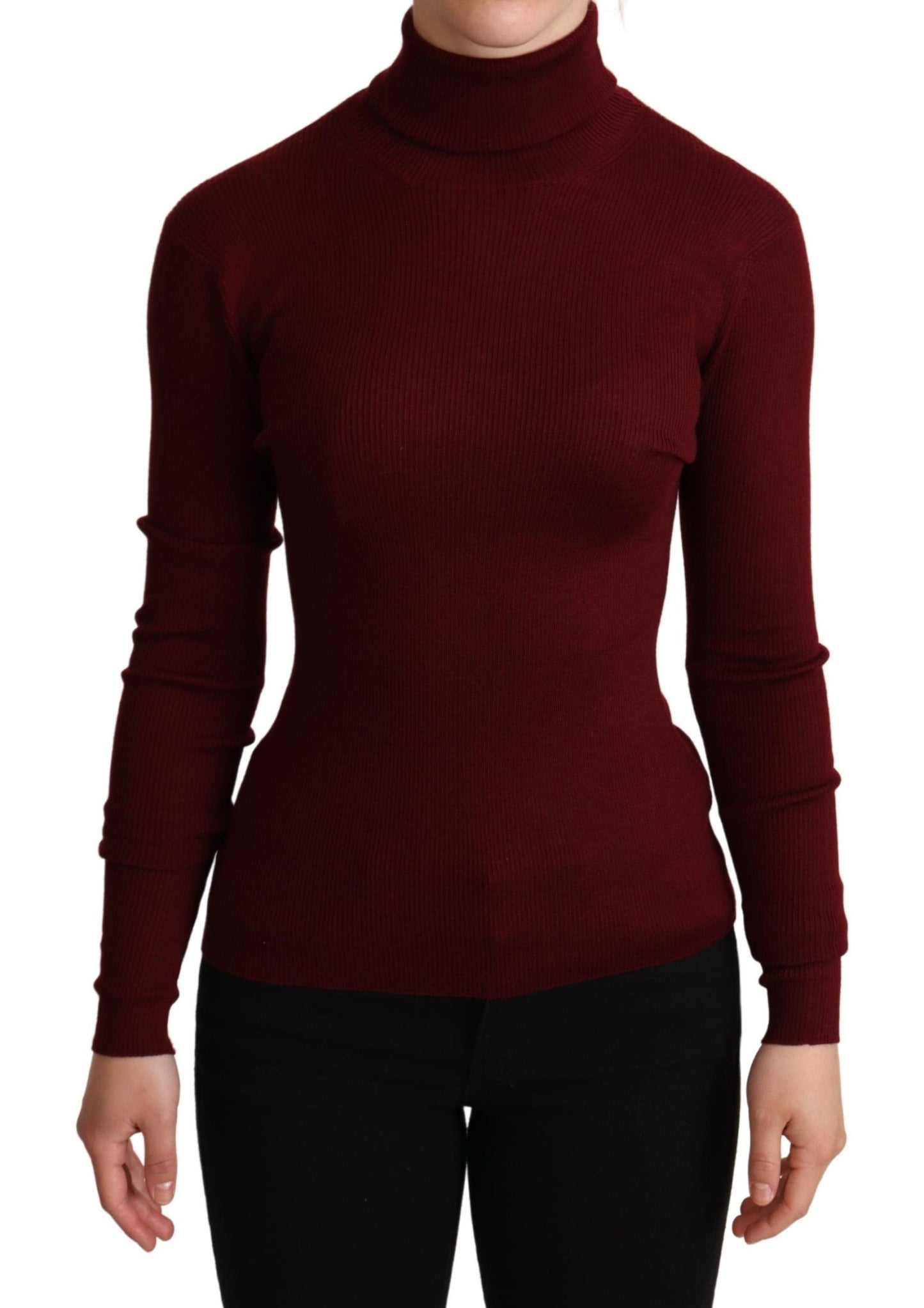 Elegant Bordeaux Turtle Neck Sweater